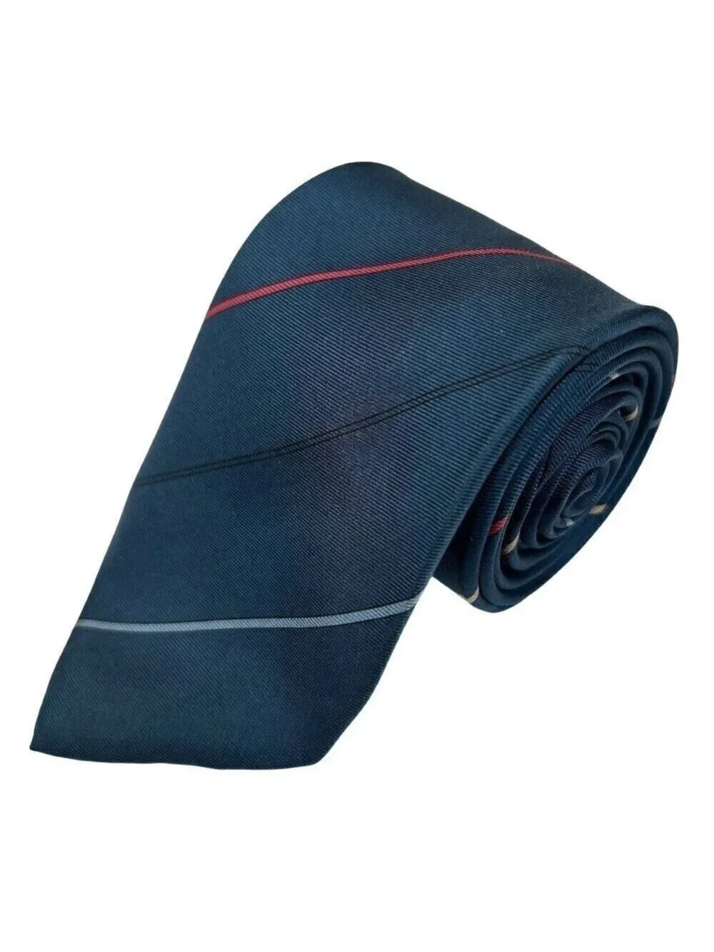 Jsaco Men's Blue Stripe Silk Made in Italy Necktie Tie